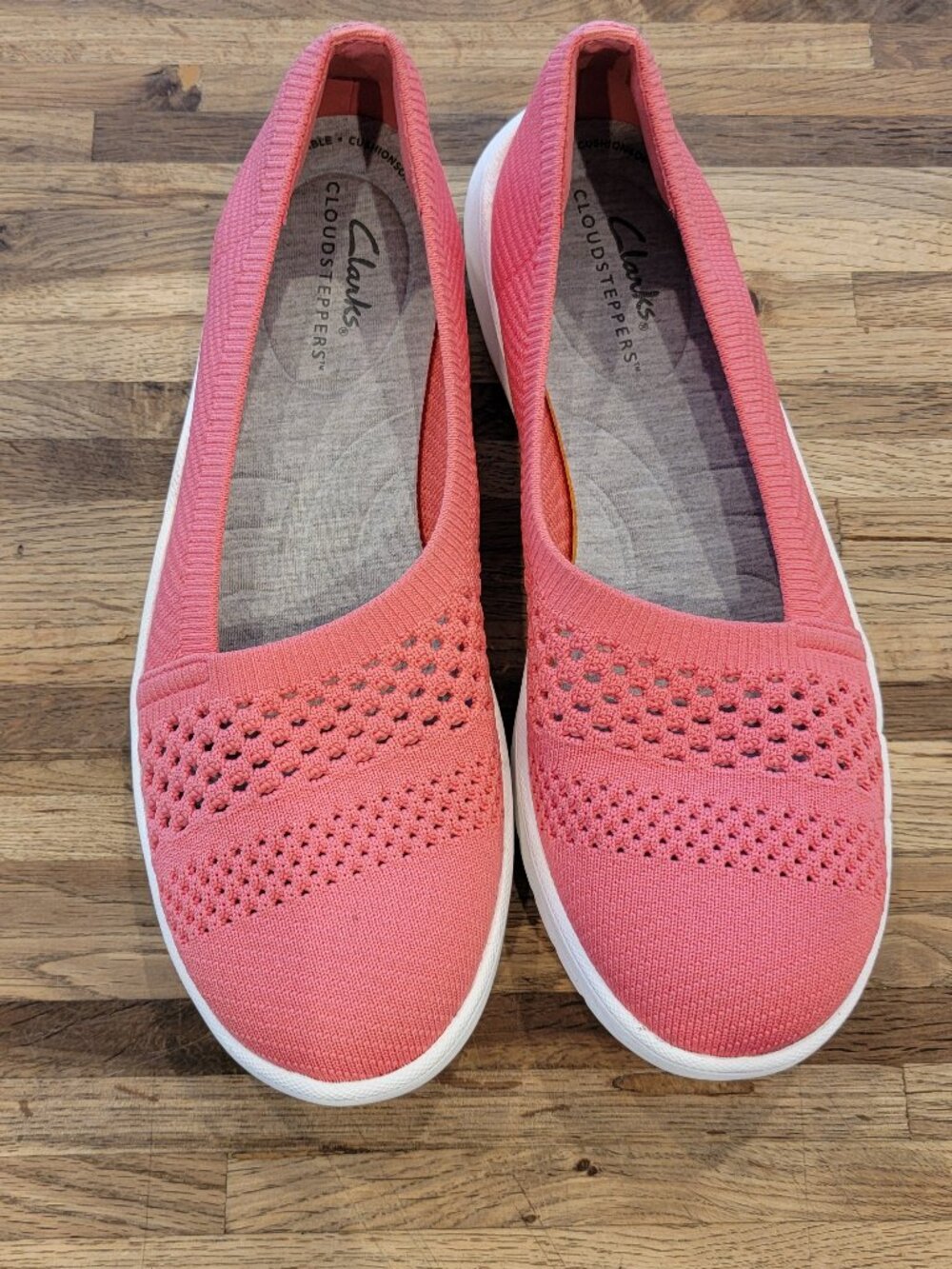 Clarks Adella Moon Coral Mesh Slip On Lightweight Loafers/Shoes
